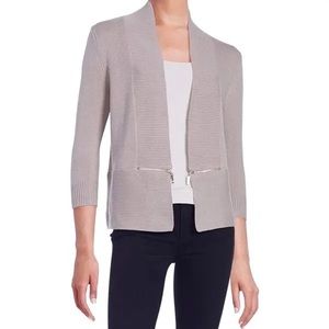 {Ivanka Trump} Grey Zipper Detail Sweater Cardigan